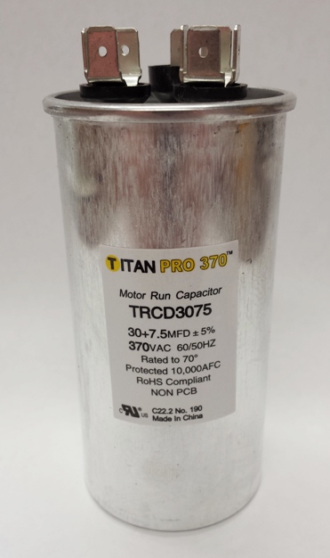 TITAN PRO Run Capacitor 30+7.5 MFD 370 Volt Round