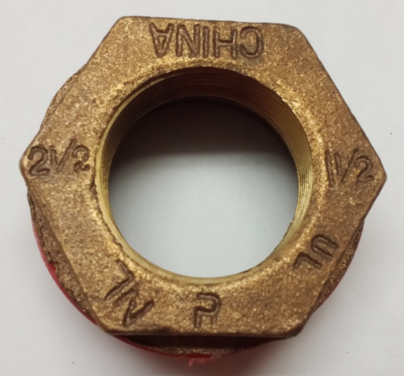 2 1/2" x 1 1/2"  Bronze Hex Reducing Bushing  - No Lead