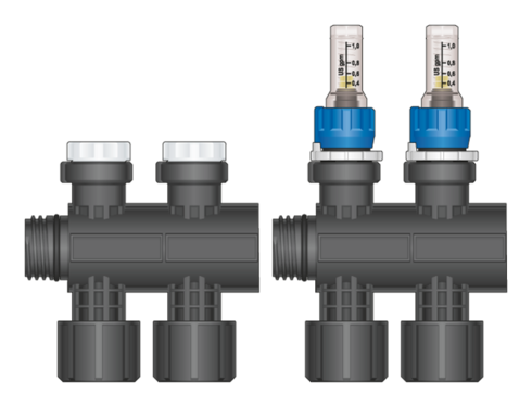 TwistSeal Mini (40 mm) 2 Port Zone Valve Supply & Flow Meter Balancing Return Module Pair