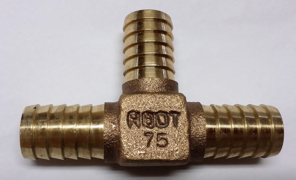 3/4" x 3/4" x 3/4" No-Lead Bronze Tees(Plastic to Plastic)