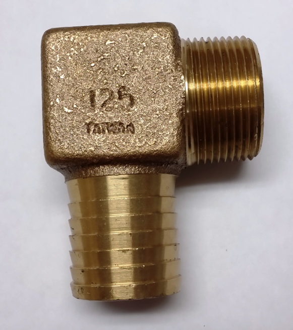 1-1/4" x 1-1/4" Red Brass Hydrant Elbows.. Plastic Pipe to Male Iron Pipe (MIP)..