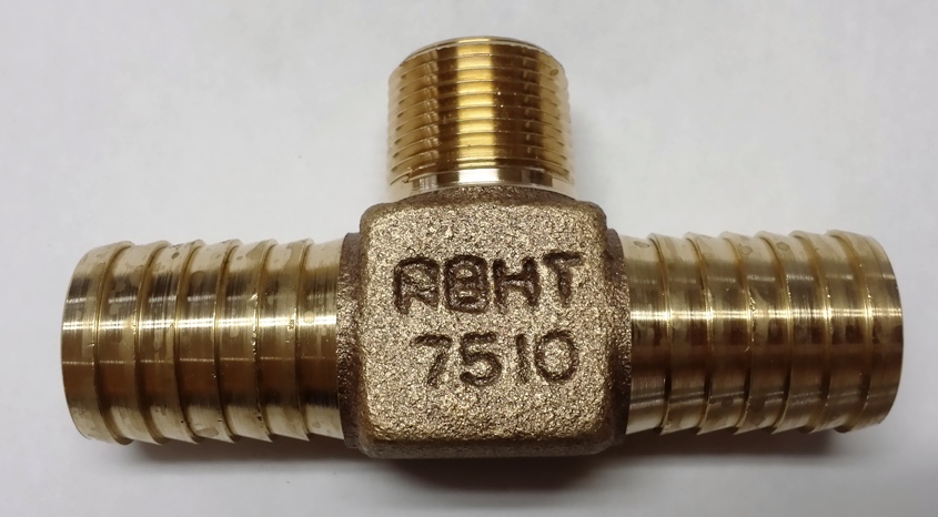 1" x 1" x 3/4"  No Lead Bronze Hydrant Tee. Plastic Pipe to Plastic Pipe to Male Iron Pipe (MIP)...