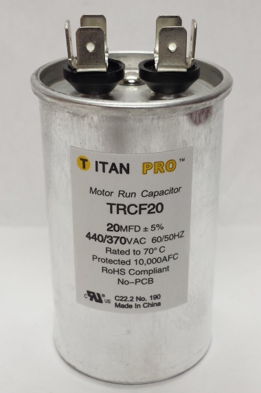 TITAN PRO Run Capacitor 20 MFD 440/370 Volt Round